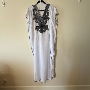 White Kaftan with Black Embroidery